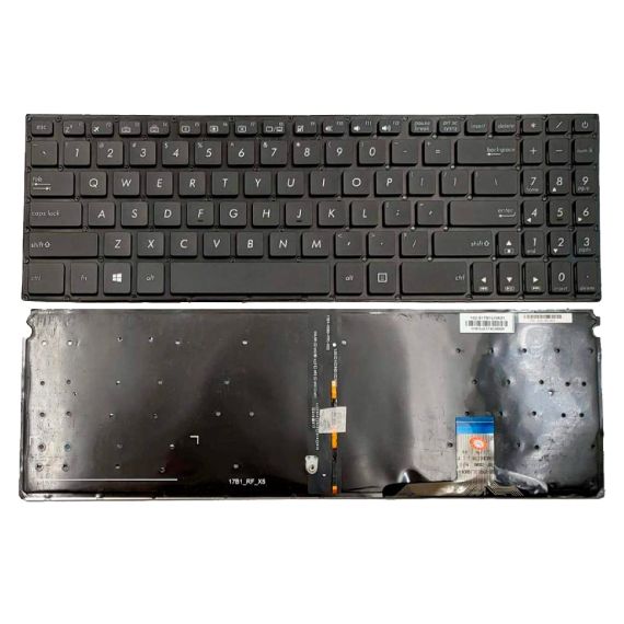 KEYBOARD ASUS N580 NX580V N580VD NX580VD X580VD W/BACKLIT W/O FRAME "ENTER"-SMALL ENG/RU BLACK