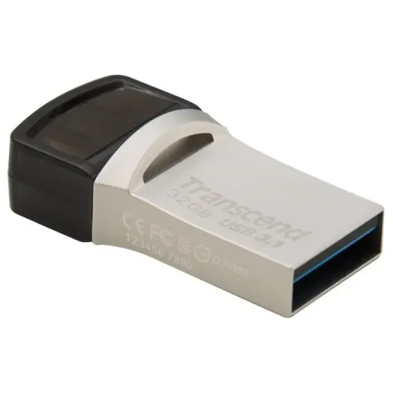 USB FLASH НАКОПИТЕЛЬ TRANSCEND JETFLASH 890, 32ГБ, СЕРЕБРИСТЫЙ