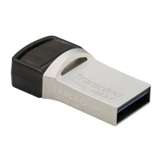USB FLASH НАКОПИТЕЛЬ TRANSCEND JETFLASH 890, 64ГБ, СЕРЕБРИСТЫЙ