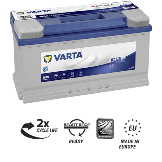 АККУМУЛЯТОР VARTA BLUE DYNAMIC 95AH 850A(EN) КЛЕМЫ 0 (353X175X190) S6 013 EFB