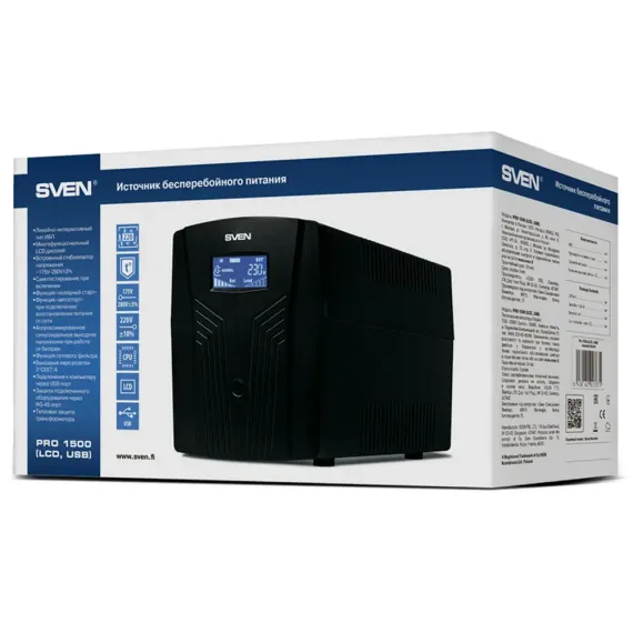 ИСТОЧНИК БЕСПЕРЕБОЙНОГО ПИТАНИЯ SVEN PRO 1500 LCD, ЛИНЕЙНО-ИНТЕРАКТИВНЫЙ, 1500VA, БАШНЯ