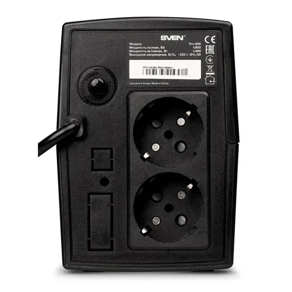 ИСТОЧНИК БЕСПЕРЕБОЙНОГО ПИТАНИЯ SVEN PRO  800, ЛИНЕЙНО-ИНТЕРАКТИВНЫЙ, 800VA