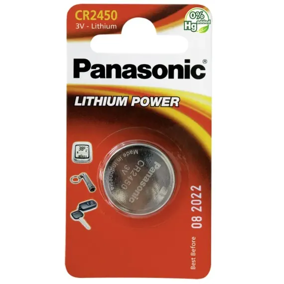 ДИСКОВЫЕ БАТАРЕЙКИ PANASONIC CR-2450EL, CR2450, 1ШТ.