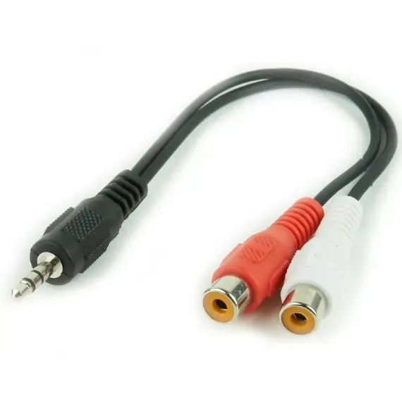 AUDIO ADAPTOR CABLEXPERT CCA-406, 3.5MM 3-PIN (M) - 2X RCA (F), 0,2M, NEGRU