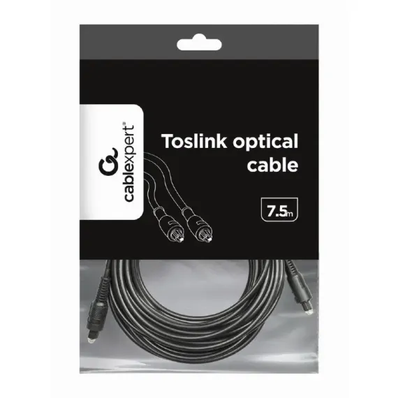 CABLU AUDIO CABLEXPERT CC-OPT-7.5M, TOSLINK - TOSLINK, 7,5M, NEGRU