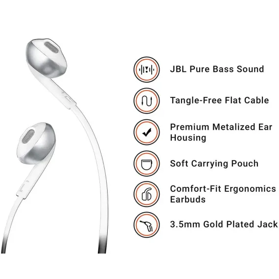 CASTI JBL TUNE 205, ARGINTIU