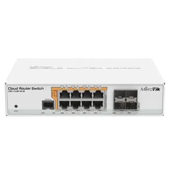 КОММУТАТОР МАРШРУТИЗАТОРА MIKROTIK CRS112-8P-4S-IN, БЕЛЫЙ