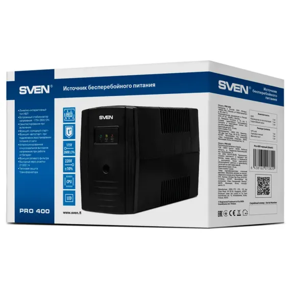 SURSA DE ALIMENTARE NEINTRERUPTIBILA SVEN PRO  400, LINEAR-INTERACTIV, 400VA, TURN