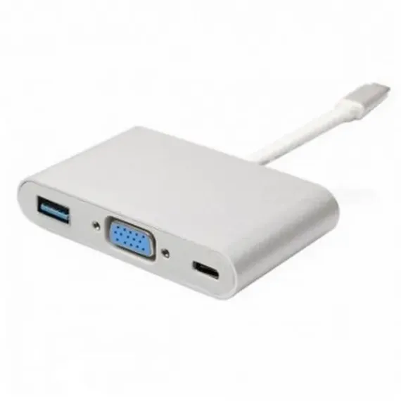 ВИДЕОАДАПТЕР APC ELECTRONIC APC-631011, USB TYPE-C (F) - VGA + USB3.0 + TYPE C, 0,15М, БЕЛЫЙ