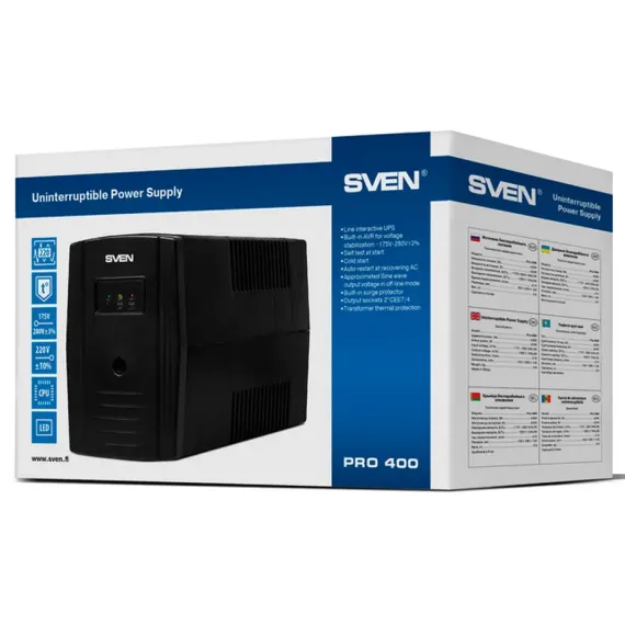 SURSA DE ALIMENTARE NEINTRERUPTIBILA SVEN PRO  400, LINEAR-INTERACTIV, 400VA, TURN