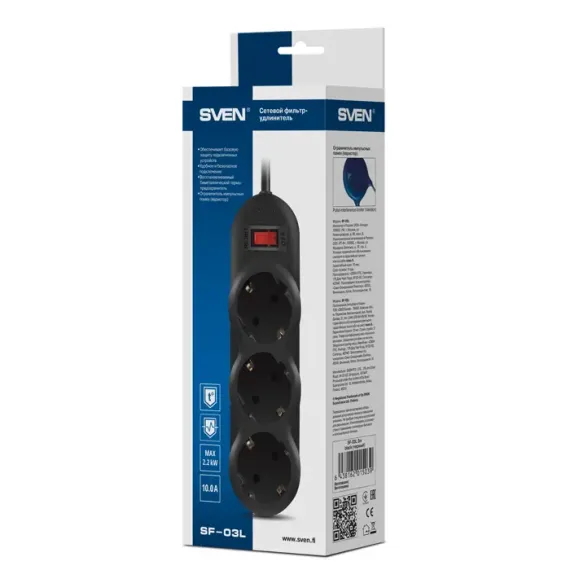 СЕТЕВОЙ ФИЛЬТР SVEN SF-03L, 3 РОЗЕТОК, 3М,