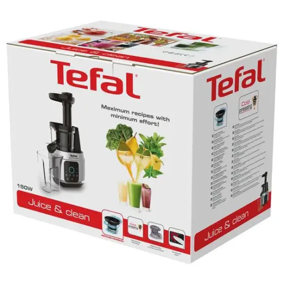 СОКОВЫЖИМАЛКА TEFAL ZC420E38, ЧЕРНЫЙ НЕРЖАВЕЮЩАЯ СТАЛЬ
