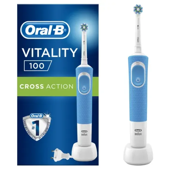 ЭЛЕКТРИЧЕСКАЯ ЗУБНАЯ ЩЕТКА BRAUN VITALITY 100 CROSS ACTION, БЕЛЫЙ СИНИЙ
