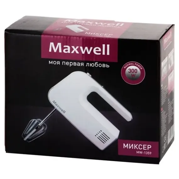 МИКСЕР РУЧНОЙ MAXWELL MW-1359, БЕЛЫЙ