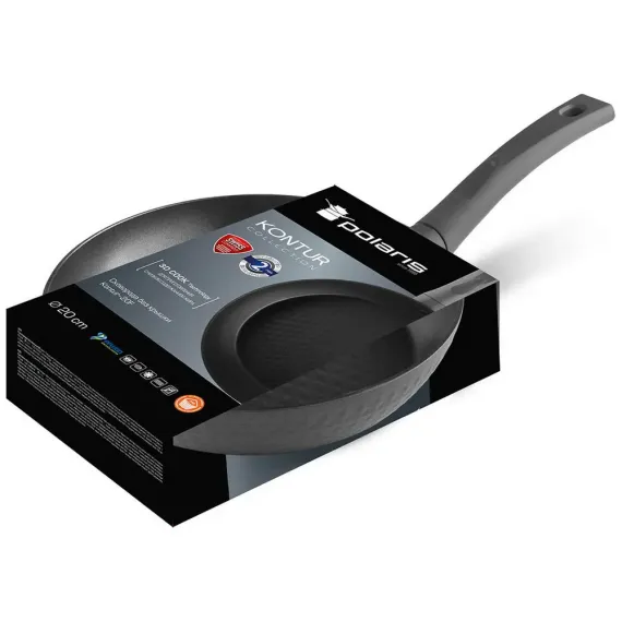 СКОВОРОДА POLARIS KONTUR-20F, 20CM, СЕРЫЙ