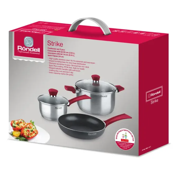 SET DE VASE RONDELL RDS-1217, 2,8L, 20CM, NEGRU ARGINTIU