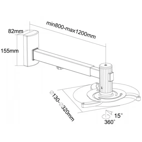 SUPORT PE PERETE REFLECTA VESTA, ARGINTIU