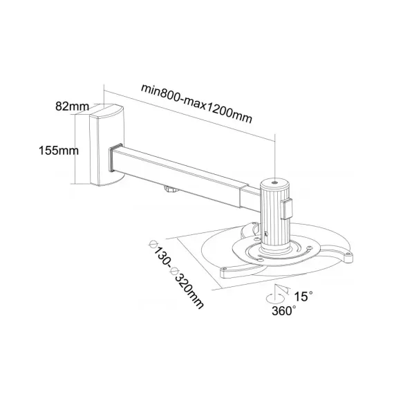 SUPORT PE PERETE REFLECTA VESTA, ARGINTIU