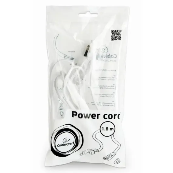 ШНУР ПИТАНИЯ CABLEXPERT PC-184-VDE, 1,8 М, БЕЛЫЙ
