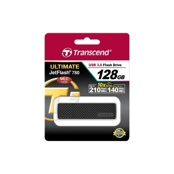 USB FLASH НАКОПИТЕЛЬ TRANSCEND JETFLASH 780, 128ГБ, ЧЁРНЫЙ