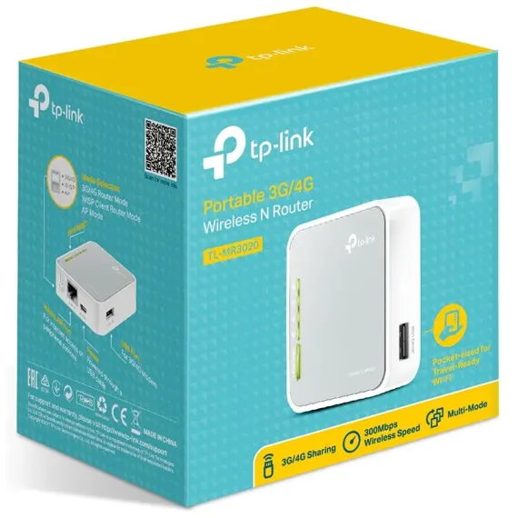 БЕСПРОВОДНОЙ МАРШРУТИЗАТОР TP-LINK TL-MR3020, 3G, 4G, БЕЛЫЙ