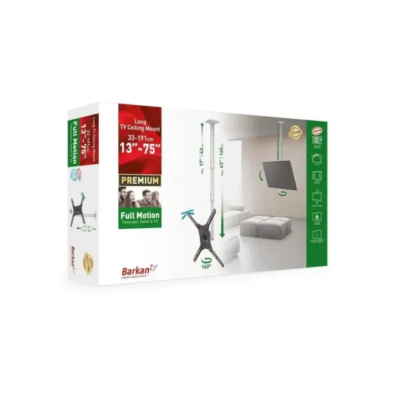 SUPORT TV TAVAN FULL-MOTION BARKAN 4500L, NEGRU