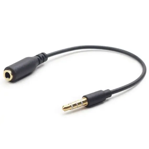 АУДИО АДАПТЕР CABLEXPERT CCA-419, 3.5MM 4-PIN (M) - 3.5MM 4-PIN (F), 0,18М, ЧЁРНЫЙ
