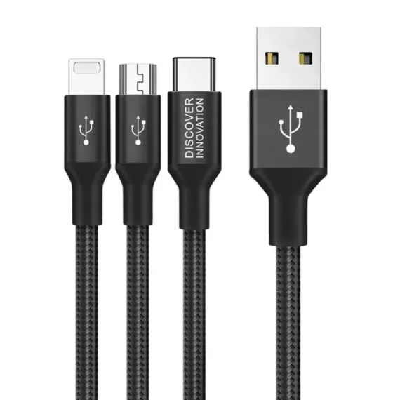 КАБЕЛЬ ДЛЯ ЗАРЯДКИ И СИНХРОНИЗАЦИИ NILLKIN SWIFT, MICRO-USB/TYPE-C/LIGHTNING, USB TYPE-A/MICRO USB, TYPE-C, LIGHTING, 1,5М, ЧЁРНЫЙ