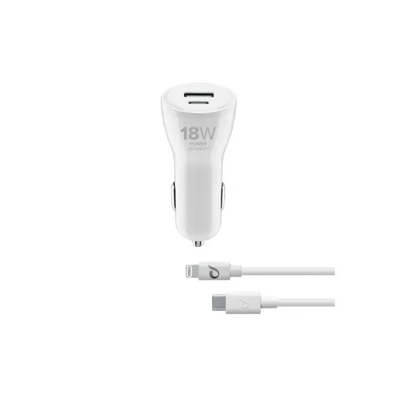 INCARCATOR DE MASINA CELLULARLINE USB-C CAR CHARGER DUAL KIT, 18W, ALB