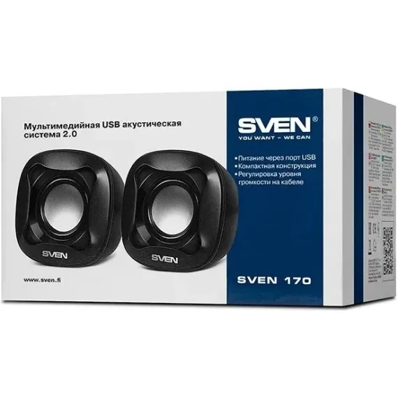 КОМПЬЮТЕРНЫЕ КОЛОНКИ 2.0 SVEN "170", ЧЁРНЫЙ