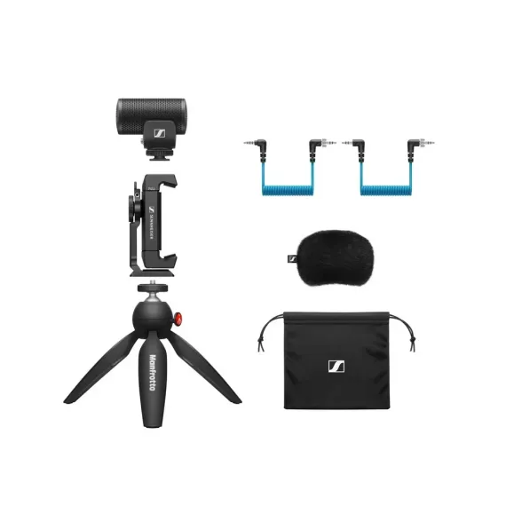 MICROFON PORTABIL PENTRU INREGISTRARE VOCALA SENNHEISER MKE 200, CU FIR, NEGRU