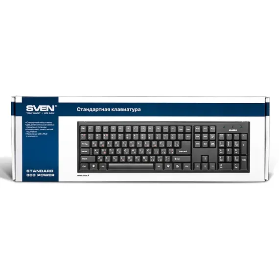 КЛАВИАТУРА SVEN STANDARD 303, ПРОВОДНОЕ, ЧЁРНЫЙ