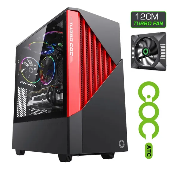 CARCASA PC GAMEMAX CONTAC COC, MIDI-TOWER, ATX, NEGRU/ROSU