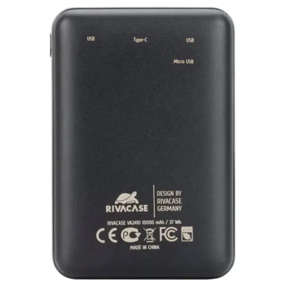 ACUMULATOR EXTERN RIVACASE VA2410, 10000MAH, NEGRU