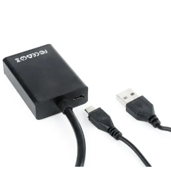 CONVERTOR VIDEO/AUDIO CABLEXPERT A-VGA-HDMI-01, VGA D-SUB + 3.5 MM JACK - HDMI (F), 0,15M, NEGRU