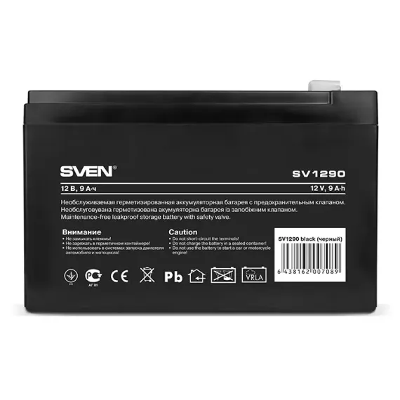 АККУМУЛЯТОР ДЛЯ РЕЗЕРВНОГО ПИТАНИЯ SVEN SV1290, 12В, 9А*Ч