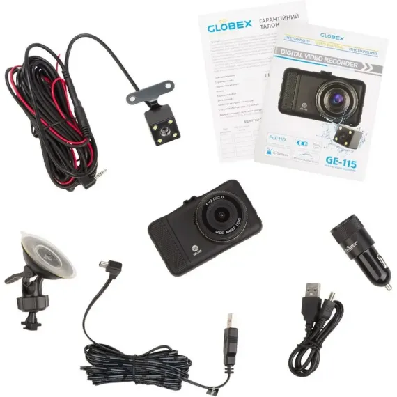 АВТОМОБИЛЬНЫЙ ВИДЕОРЕГИСТРАТОР GLOBEX GE-115, FULL-HD 1080P, ЧЁРНЫЙ
