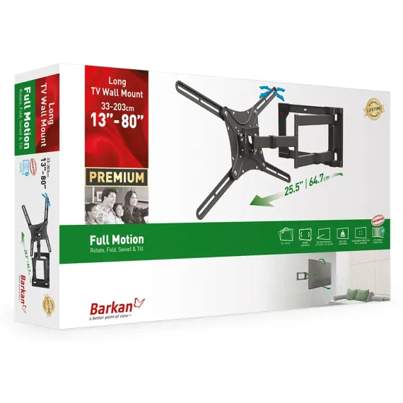 SUPORT TV DE PERETE BARKAN 4400, NEGRU