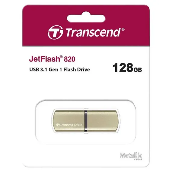 USB FLASH НАКОПИТЕЛЬ TRANSCEND JETFLASH 820, 128ГБ, ЗОЛОТИСТЫЙ