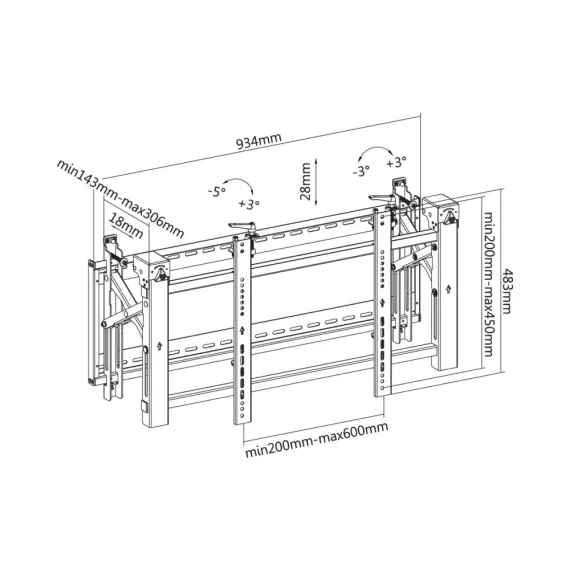 ФИКСИРОВАННОЕ НАСТЕННОЕ КРЕПЛЕНИЕ REFLECTA PLANO VIDEO WALL 70-6040, ЧЁРНЫЙ