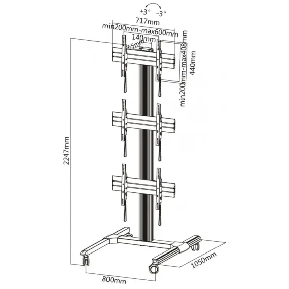 SUPORT TV MOBIL REFLECTA TV STAND 55T, ARGINTIU