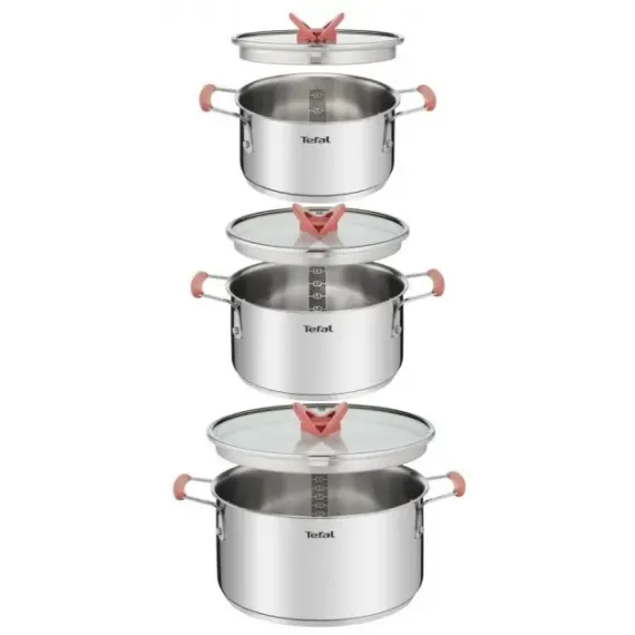 НАБОР КАСТРЮЛЬ TEFAL OPTI'SPACE, 5,2Л, НЕРЖАВЕЮЩАЯ СТАЛЬ