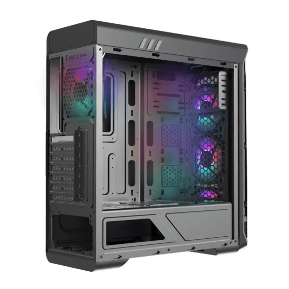 CARCASA PC GAMEMAX STARLIGHT FRGB, MIDI-TOWER, ATX, NEGRU