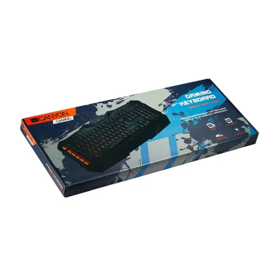 TASTATURA CANYON FOBOS, CU FIR, NEGRU/PORTOCALIU