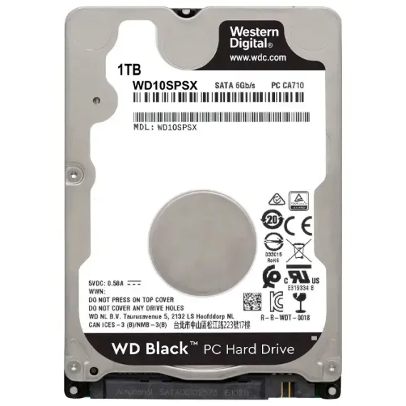 ЖЕСТКИЙ ДИСК WESTERN DIGITAL WD BLACK, 2.5"/7 ММ, 1 ТБ