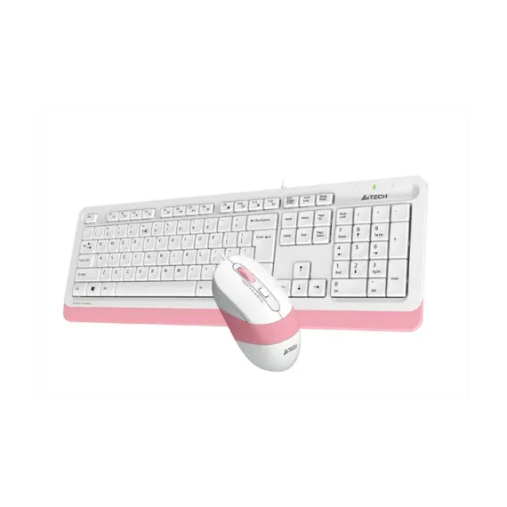 SET TASTATURA + MOUSE A4TECH F1010, CU FIR, ALB/ROZ