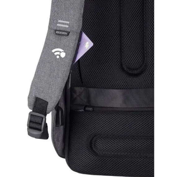 RUCSAC PENTRU LAPTOP BOBBY HERO REGULAR, 15.6", PIELE ARTIFICIALA, GRI