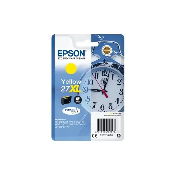 КАРТРИДЖ ЧЕРНИЛЬНЫЙ EPSON 27XL DURABRITE ULTRA INK, 10МЛ, ЖЕЛТЫЙ