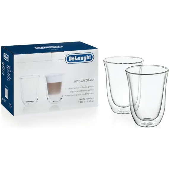 СТАКАНЫ ДЛЯ КАПУЧИНО DE'LONGHI 220ML 2PCS, ПРОЗРАЧНЫЙ