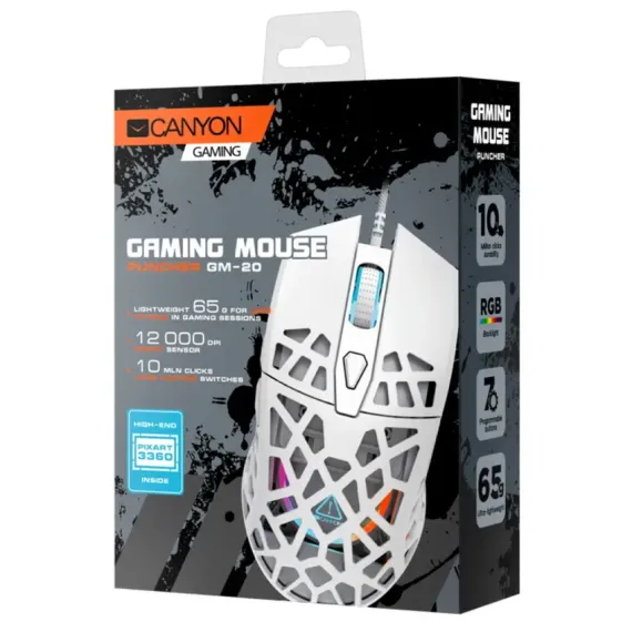 ИГРОВАЯ МЫШЬ CANYON PUNCHER, БЕЛЫЙ